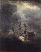 Monamy, Peter The Loss of H.M.S. Victory in a gale on 4 October 1744 china oil painting reproduction